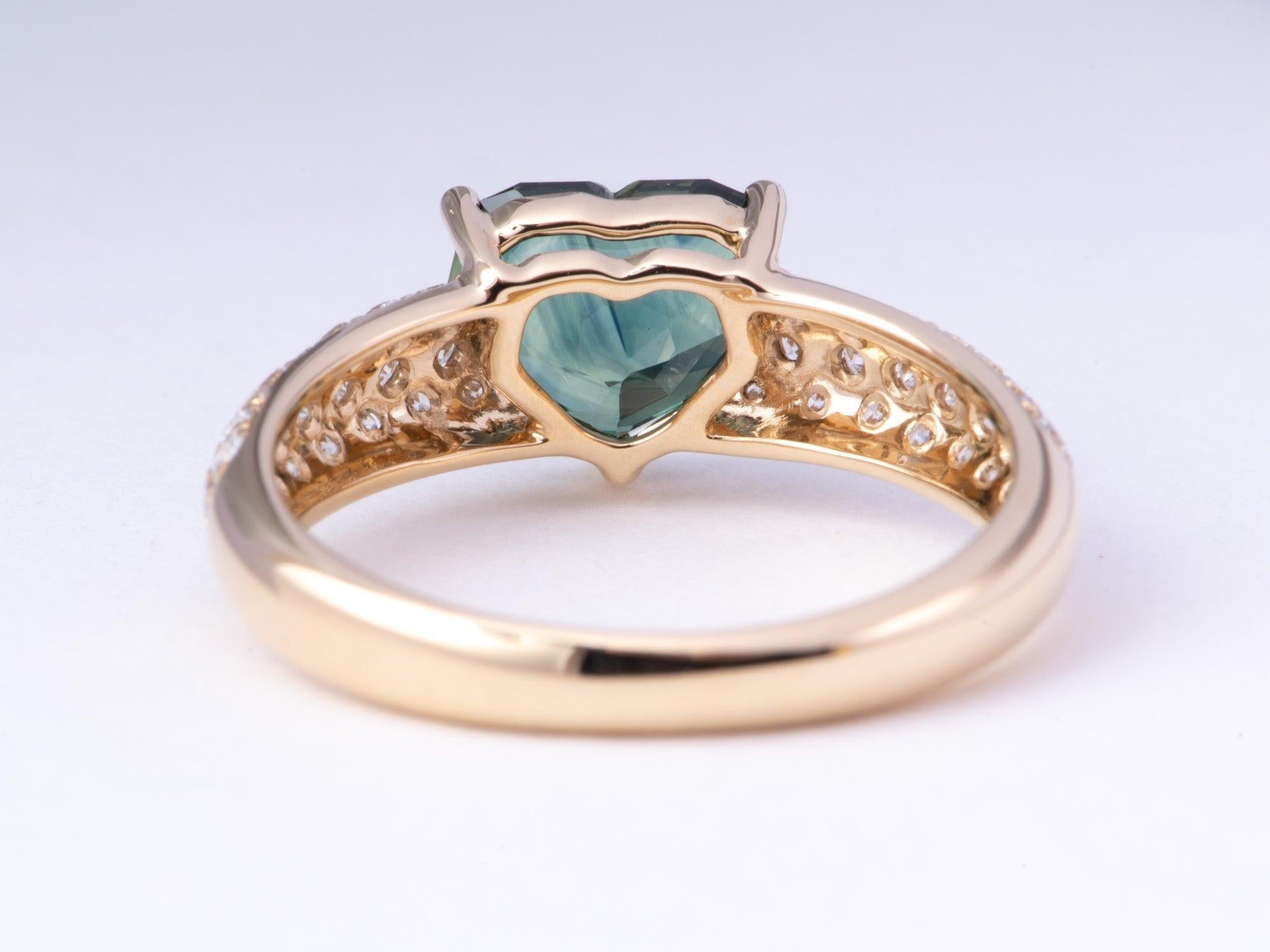 1.83ct Bi-Color Parti Sapphire on Diamond Pave Engagement Ring 14K Gold R6776 In New Condition For Sale In Osprey, FL
