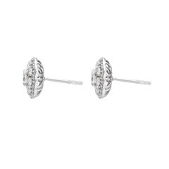 1.83CT Brilliant Cut Diamond Scalloped Double Halo Cluster Stud Earrings in Gold
