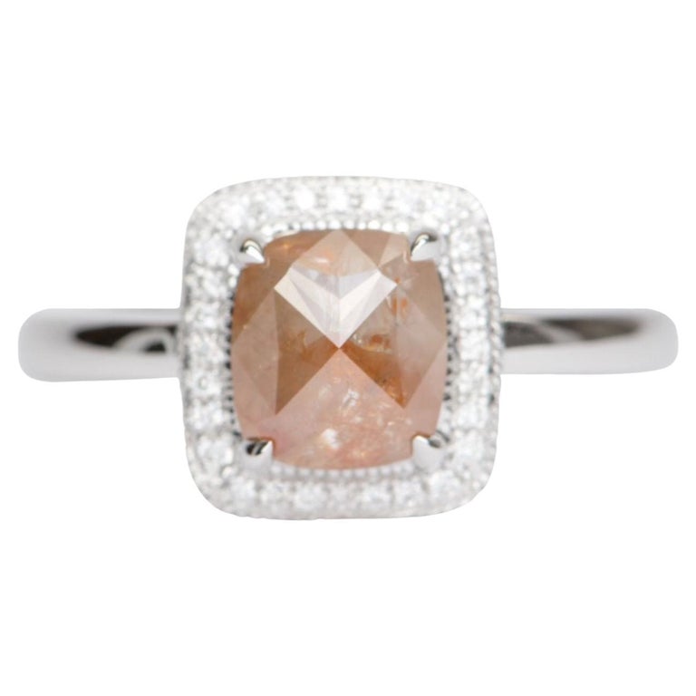 1.83ct Coral Koi Fish Diamond with Milgrain Halo Engagement Ring 14K ...