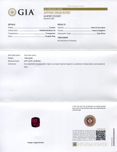 1.83 Carat Cushion Purplish Pink Sapphire GIA Certified East Africa Unheated