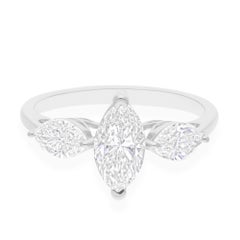 1.83Ct Diamante Naturale Marquise Anello a Tre Pietre Oro Bianco 14k Tutte le Tariffe Pagate