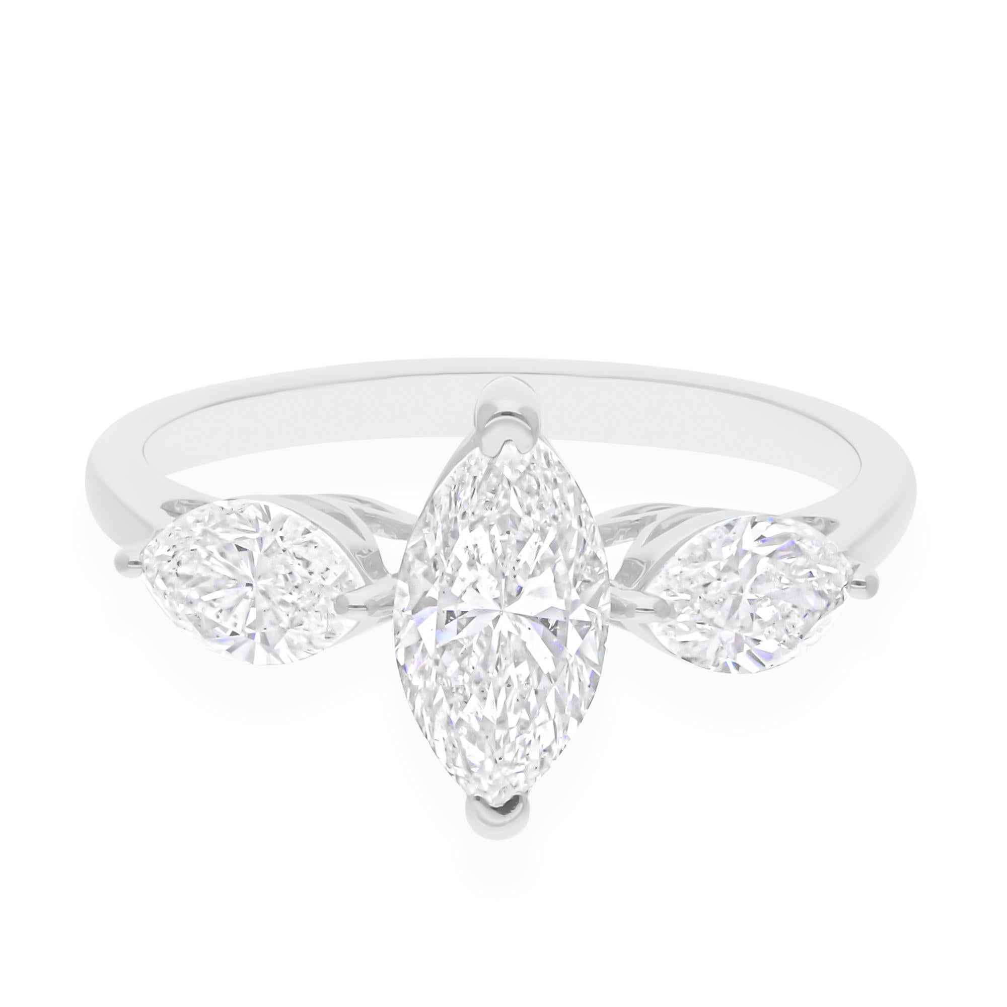 in vendita:  Anello a tre pietre con diamante naturale marquise da 1,83 carati in oro bianco 18 carati Tutte le tariffe pagate 5