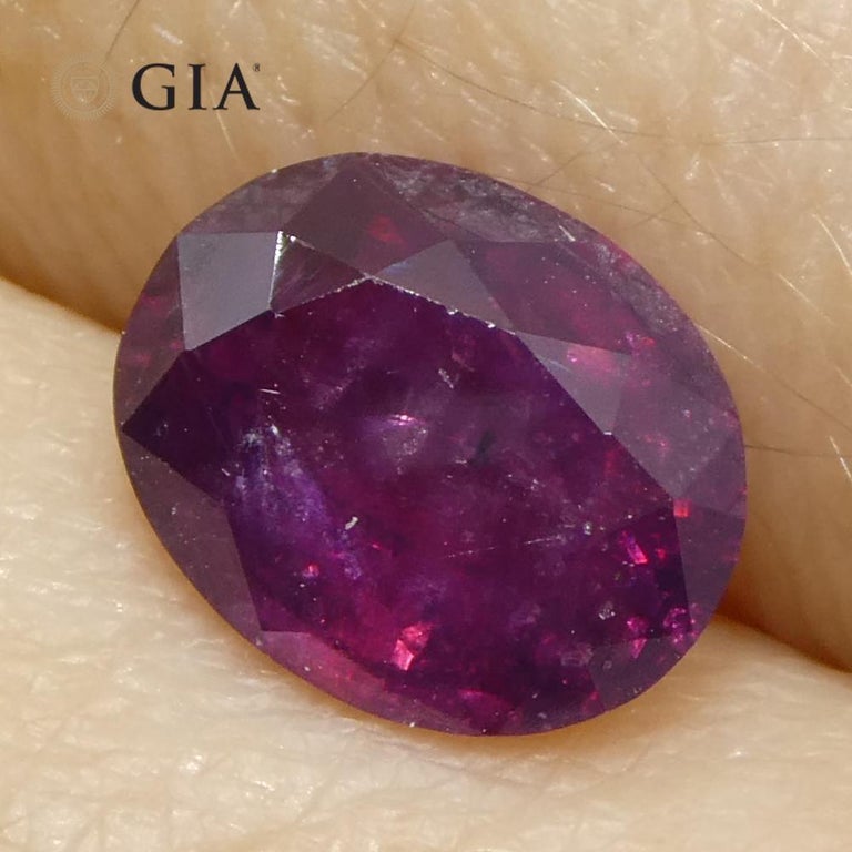 1.83ct Oval Purple-Red Ruby GIA Certified Pakistan / Kashmir