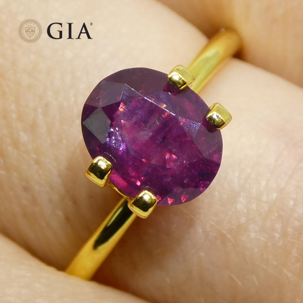 Contemporary 1.83ct Oval Purple-Red Ruby GIA Certified  Pakistan / Kashmir, Unheated For Sale