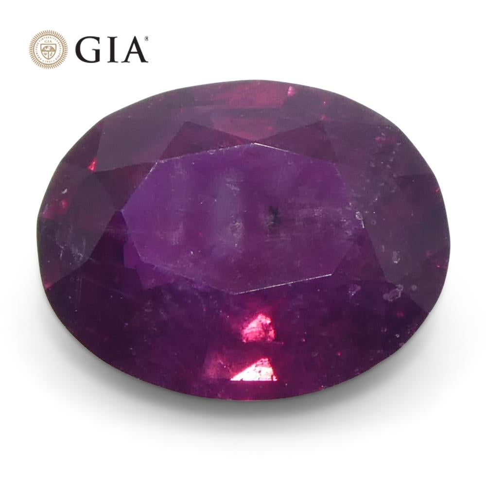1.83ct Oval Purple-Red Ruby GIA Certified  Pakistan / Kashmir, Unheated For Sale 2
