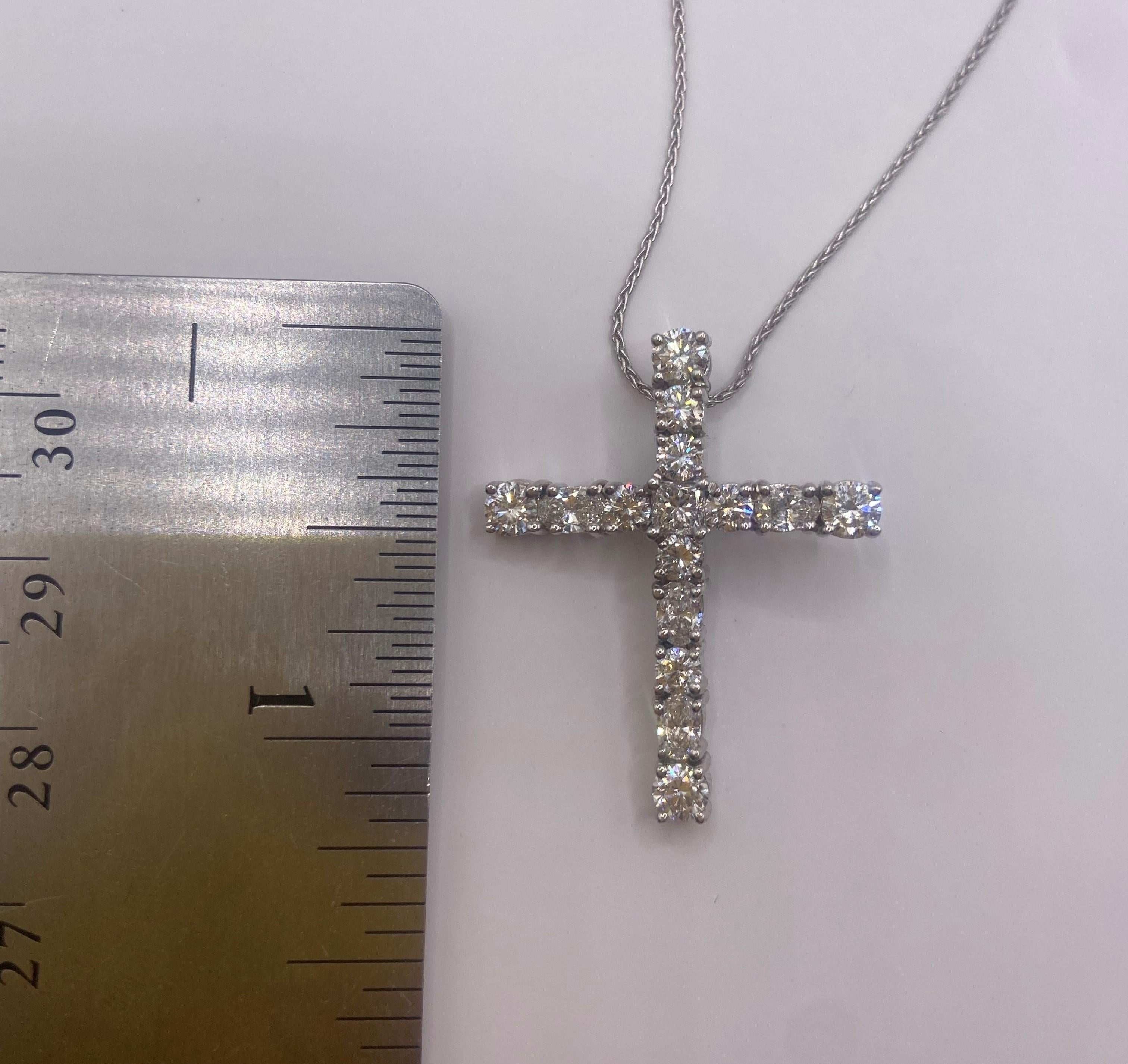 Modern 1.83ct Princess, Oval, & Round Cut Diamond Cross in 18KT White Gold For Sale