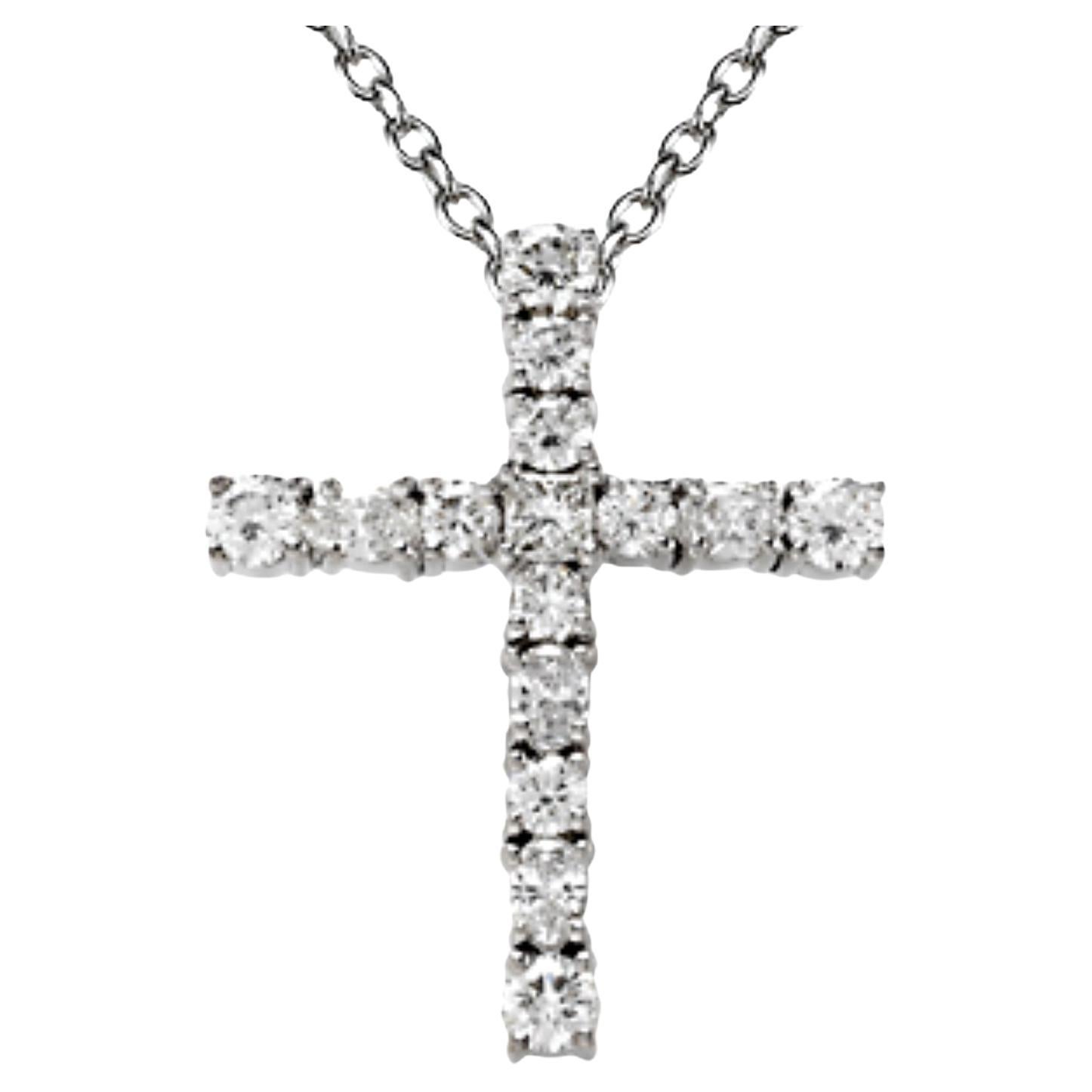 1.83ct Princess, Oval, & Round Cut Diamond Cross in 18KT White Gold For Sale