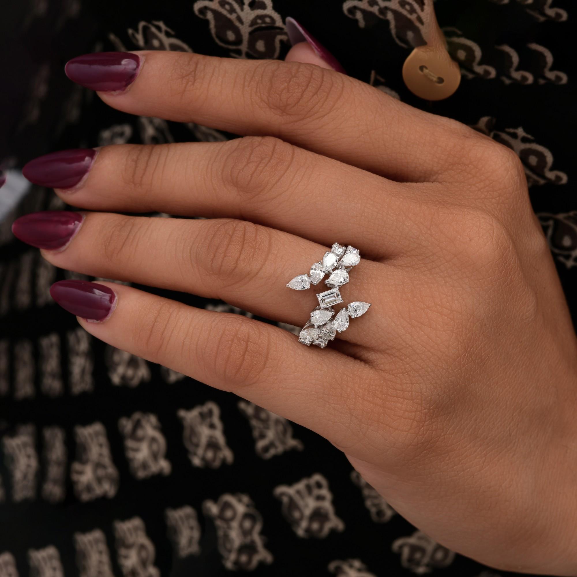 En venta: 1.83Ct Anillo de Boda de Diamantes de Corte Múltiple Envolvente 18k Oro Blanco  2
