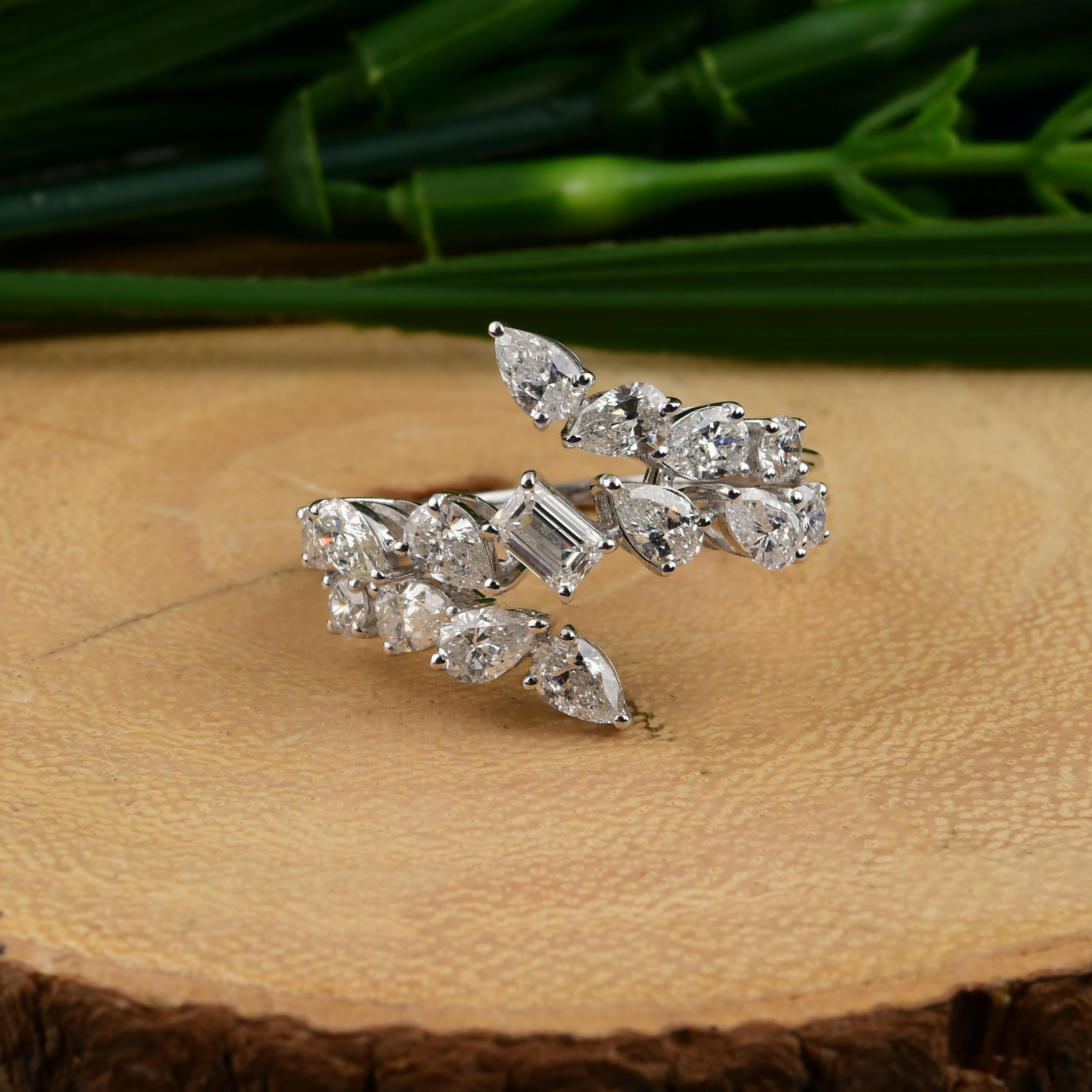 En venta: 1.83Ct Anillo de Boda de Diamantes de Corte Múltiple Envolvente 18k Oro Blanco  3