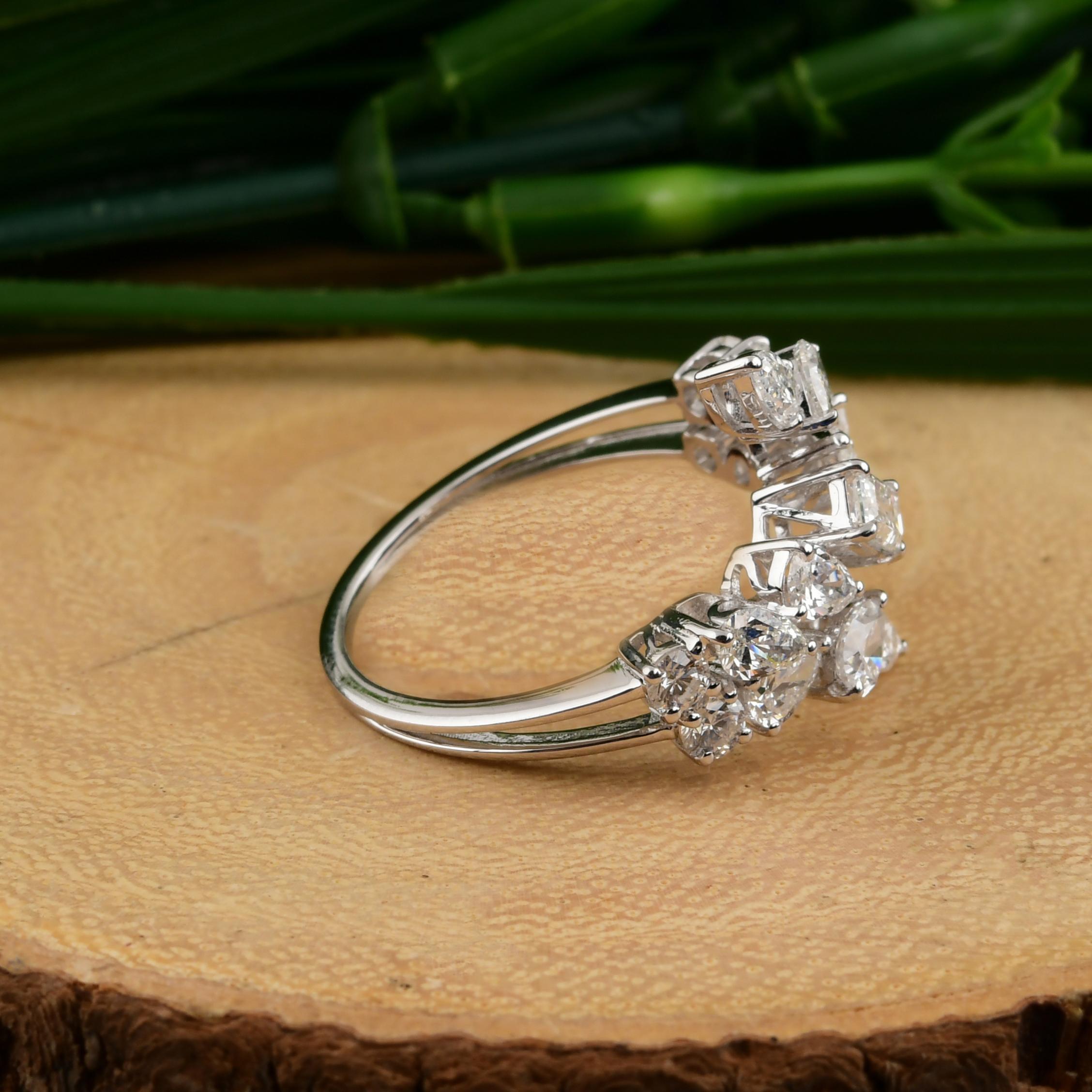En venta: 1.83Ct Anillo de Boda de Diamantes de Corte Múltiple Envolvente 18k Oro Blanco  4