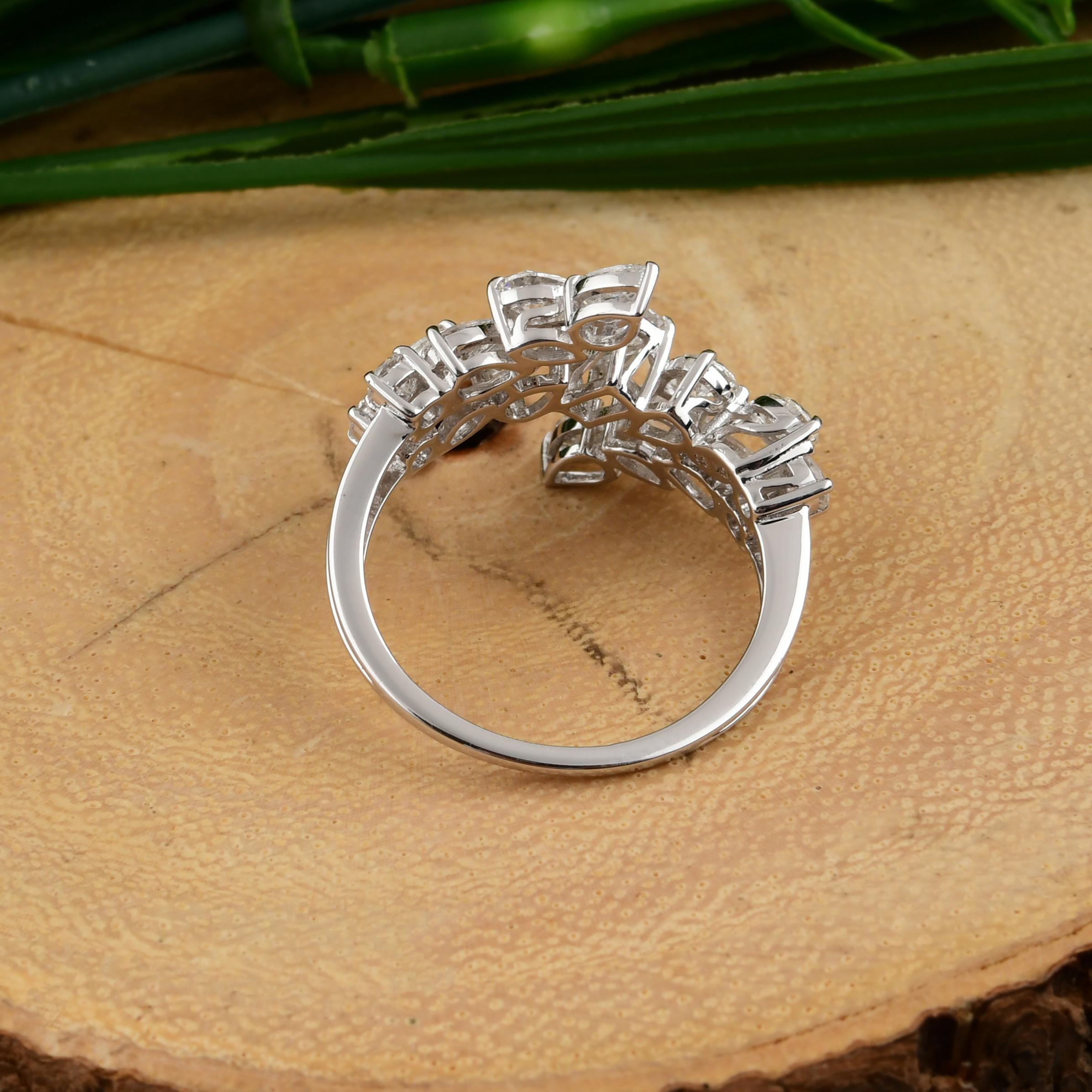 En venta: 1.83Ct Anillo de Boda de Diamantes de Corte Múltiple Envolvente 18k Oro Blanco  5