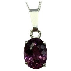 1.83ct Vivid Pink Purple Garnet Oval Cut Solitaire Pendant Necklace 925