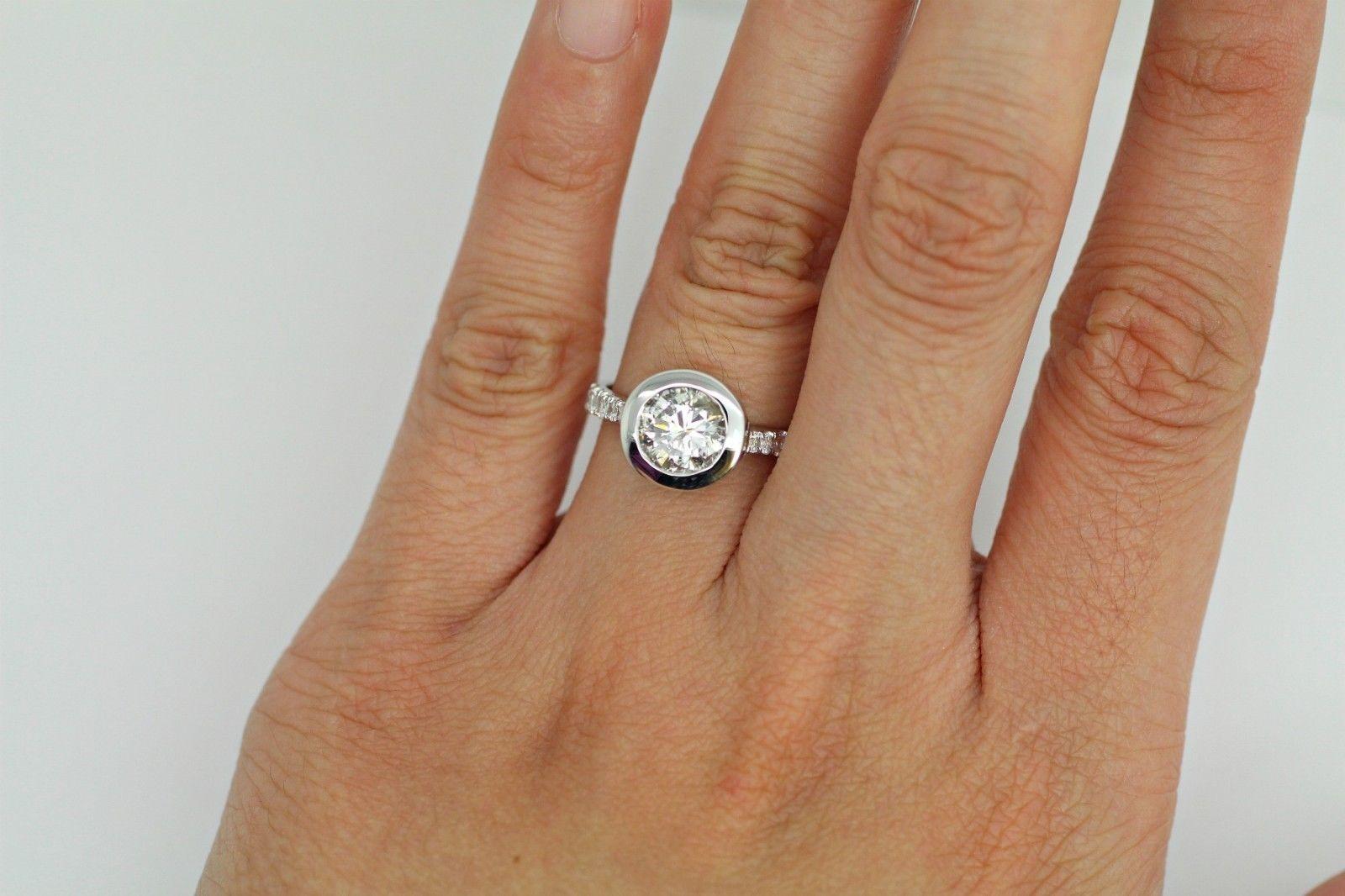 Women's or Men's 1.83 Carat Diamond Bezel Ring with 1.54cts. center diamond
