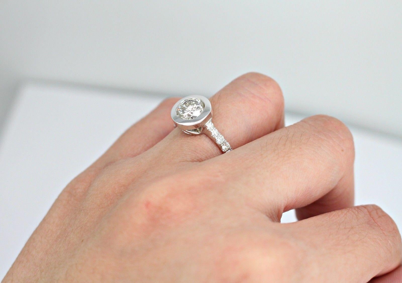 1.83 Carat Diamond Bezel Ring with 1.54cts. center diamond 1