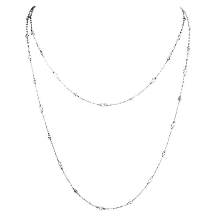 1.83cts Diamond by the Yard Platinum link Chain Necklace 39 Inches