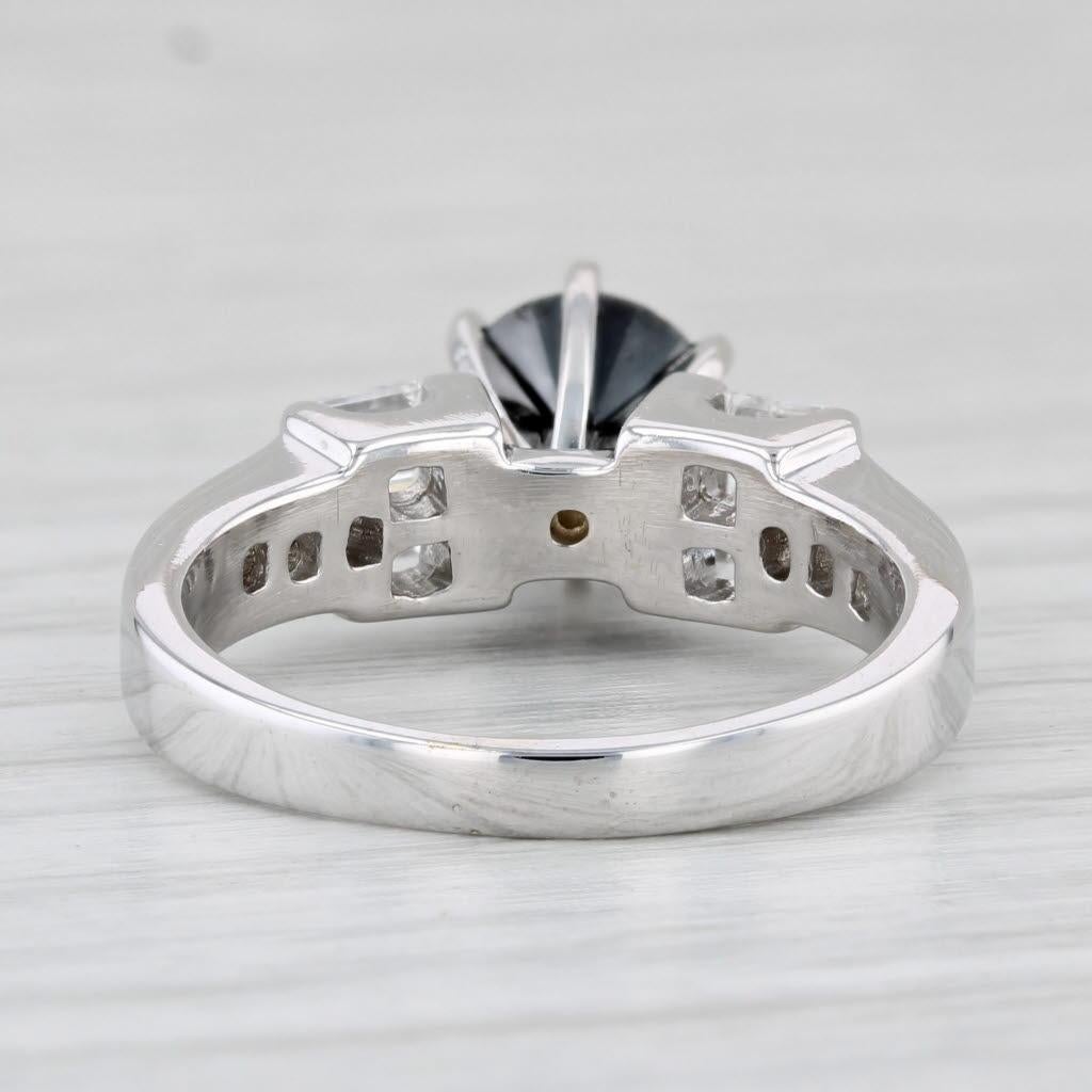 Taglio rotondo Anello con diamante bianco nero da 1,83 ct. in oro bianco 14k misura 7 di fidanzamento in vendita