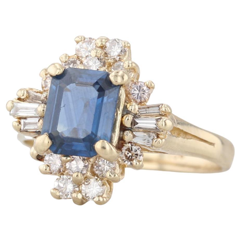 1,83ctw Blauer Saphir Diamant Halo Ring 14k Gelbgold Größe 6 Engagement