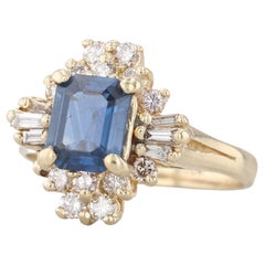 1.83ctw Blue Sapphire Diamond Halo Ring 14k Yellow Gold Size 6 Engagement