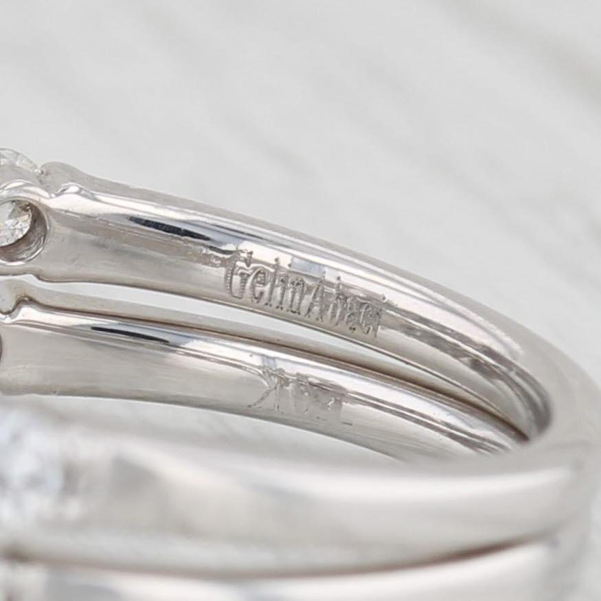 1.83ctw Diamond Engagement Ring Wedding Band Bridal Set 18k White Gold GIA For Sale 5