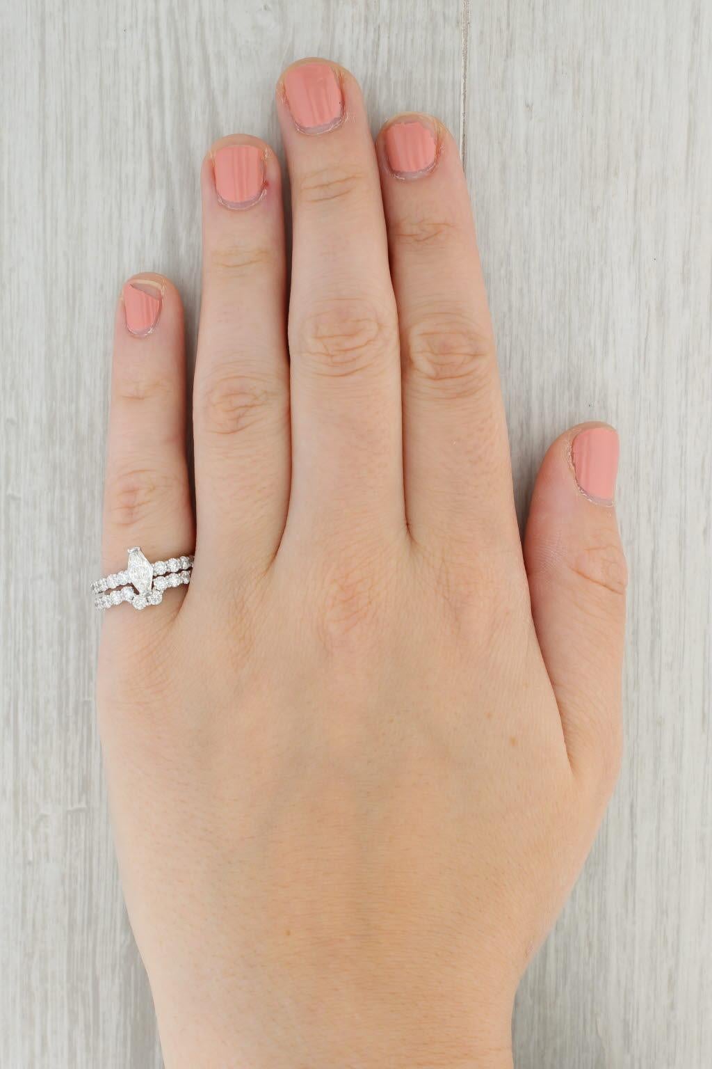 1.83ctw Diamond Engagement Ring Wedding Band Bridal Set 18k White Gold GIA For Sale 7