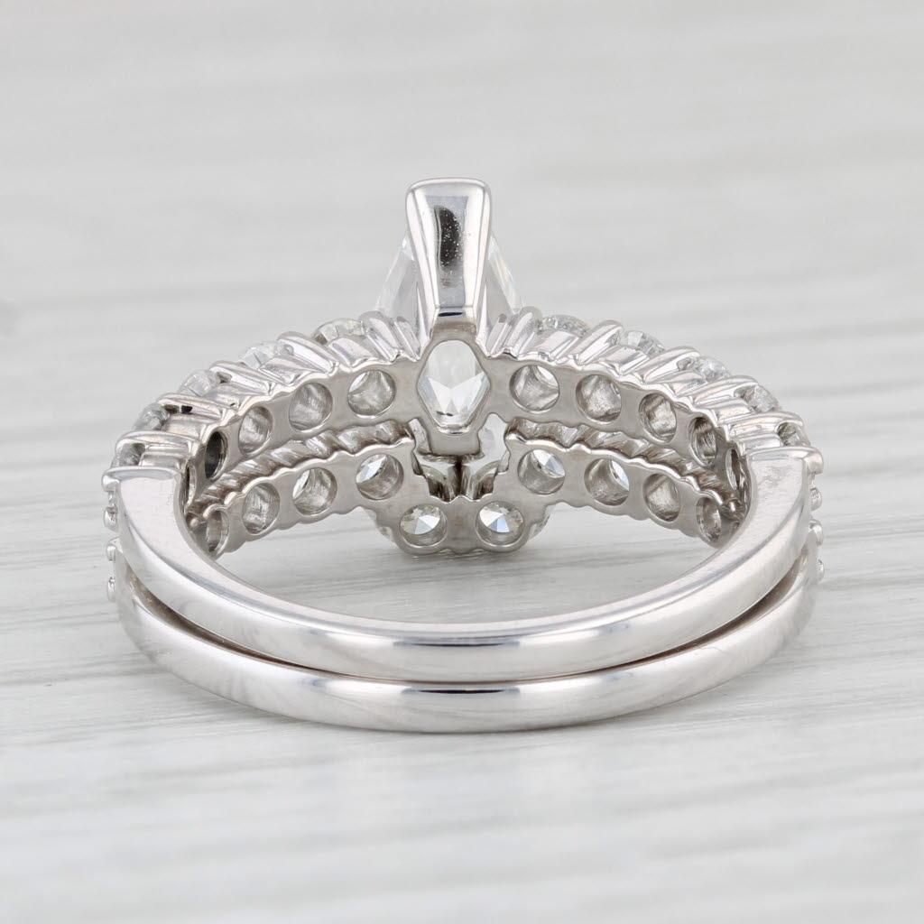1.83ctw Diamond Engagement Ring Wedding Band Bridal Set 18k White Gold GIA For Sale 2