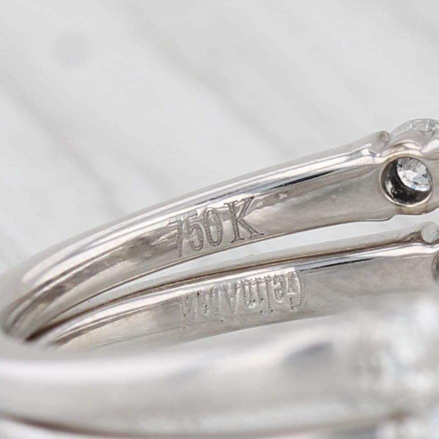 1.83ctw Diamond Engagement Ring Wedding Band Bridal Set 18k White Gold GIA For Sale 4