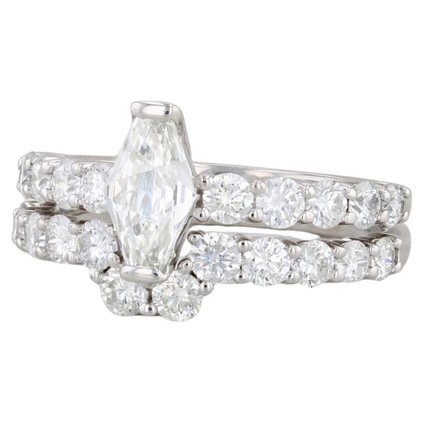 1.83ctw Diamond Engagement Ring Wedding Band Bridal Set 18k White Gold GIA