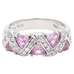 1.83ctw Pink Sapphire and Diamond Band Ring, 14k White Gold, Ring Size 6.75