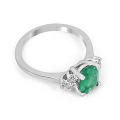 1.83tcw Oval Cut Seven Stone Emerald & Diamond Accent Engagement Ring 14K