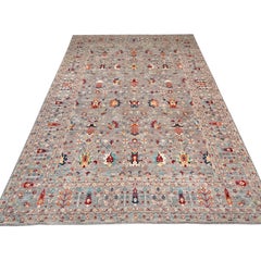 18'3"x23'9" Gray Hand Knotted Afghan Sultani with Pomegranate Design Wool XL Rug