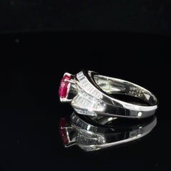 1.84 Carat Burmese Ruby Diamond Platinum Cocktail Ring by Meghna Jewels