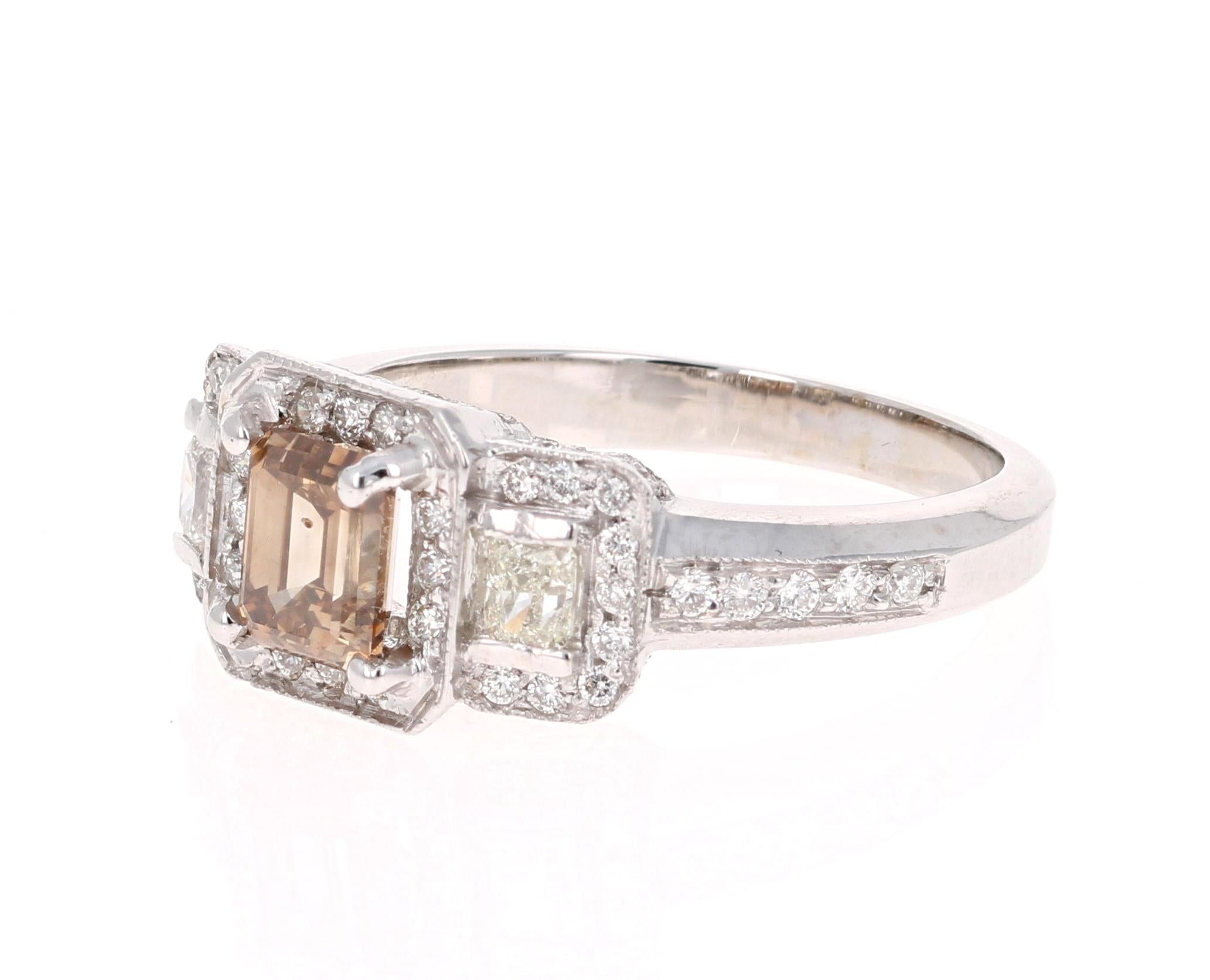 emerald cut champagne diamond ring