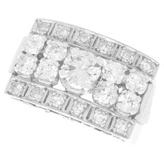 Antique 1.84ct Diamond Platinum Cocktail Ring, Art Deco, Circa 1935