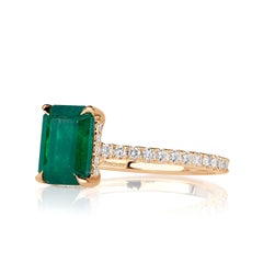 1.84 Carat Emerald Diamond Ring 14K White Gold Graceful Brilliance
