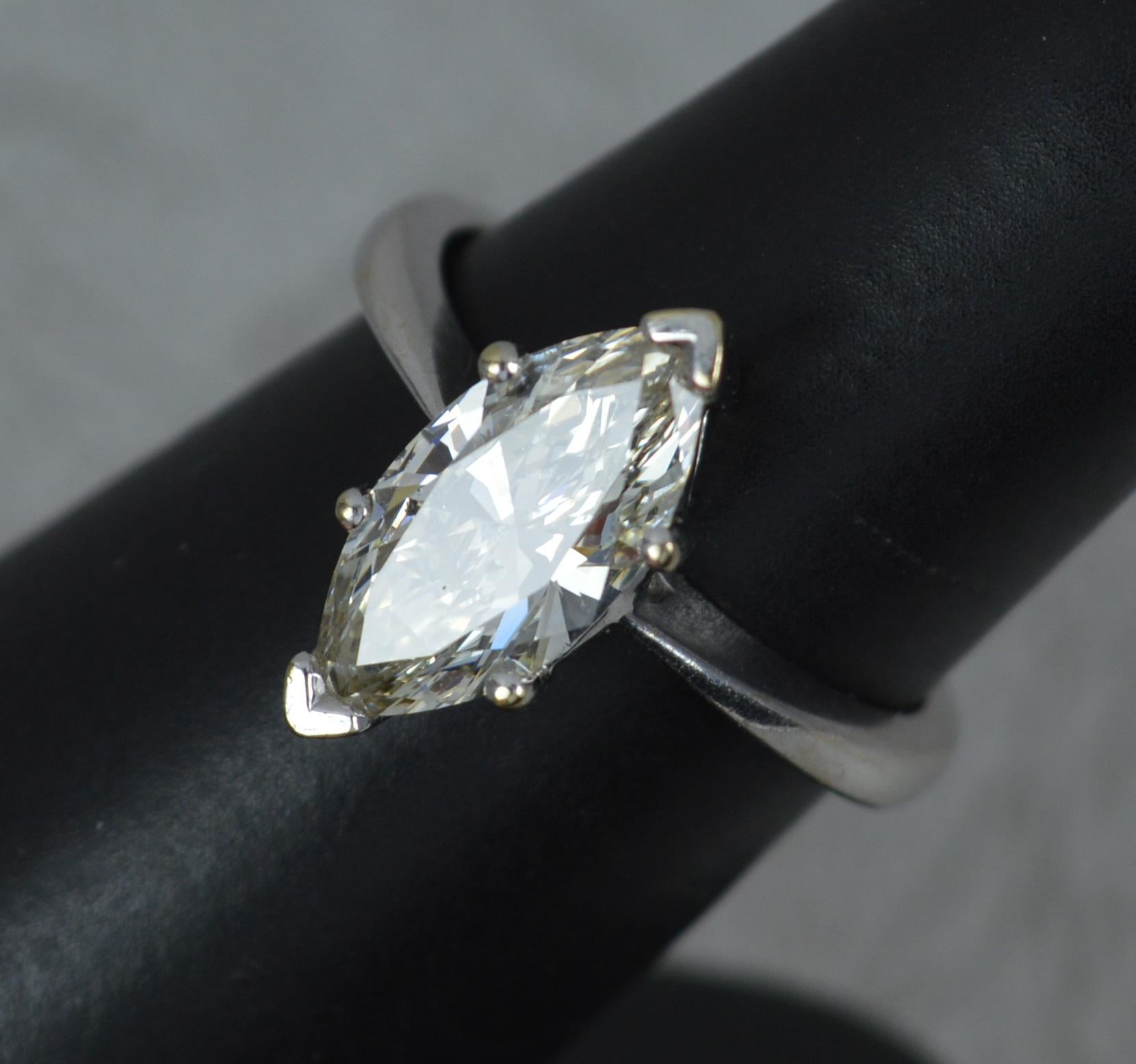 1.84 Carat Marquise Diamond and 18 Carat White Gold Solitaire Engagement Ring 5