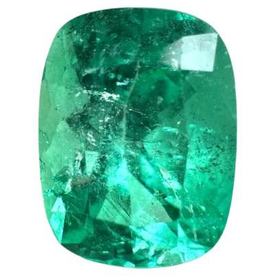 1,84 Quilates Esmeralda colombiana verde azulada media - Gema talla cojín alargada