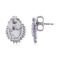 1.84 Carat Moonstone Tanzanite Diamond Stud Earrings