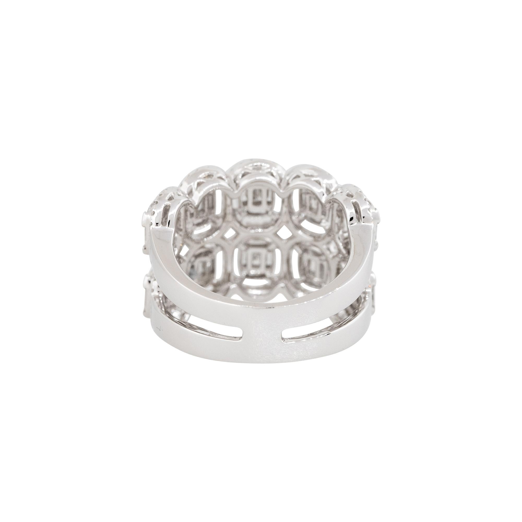 Women's 1.84 Carat Mosaic Diamond Double Row 5 Station Ring 18 Karat In Stock