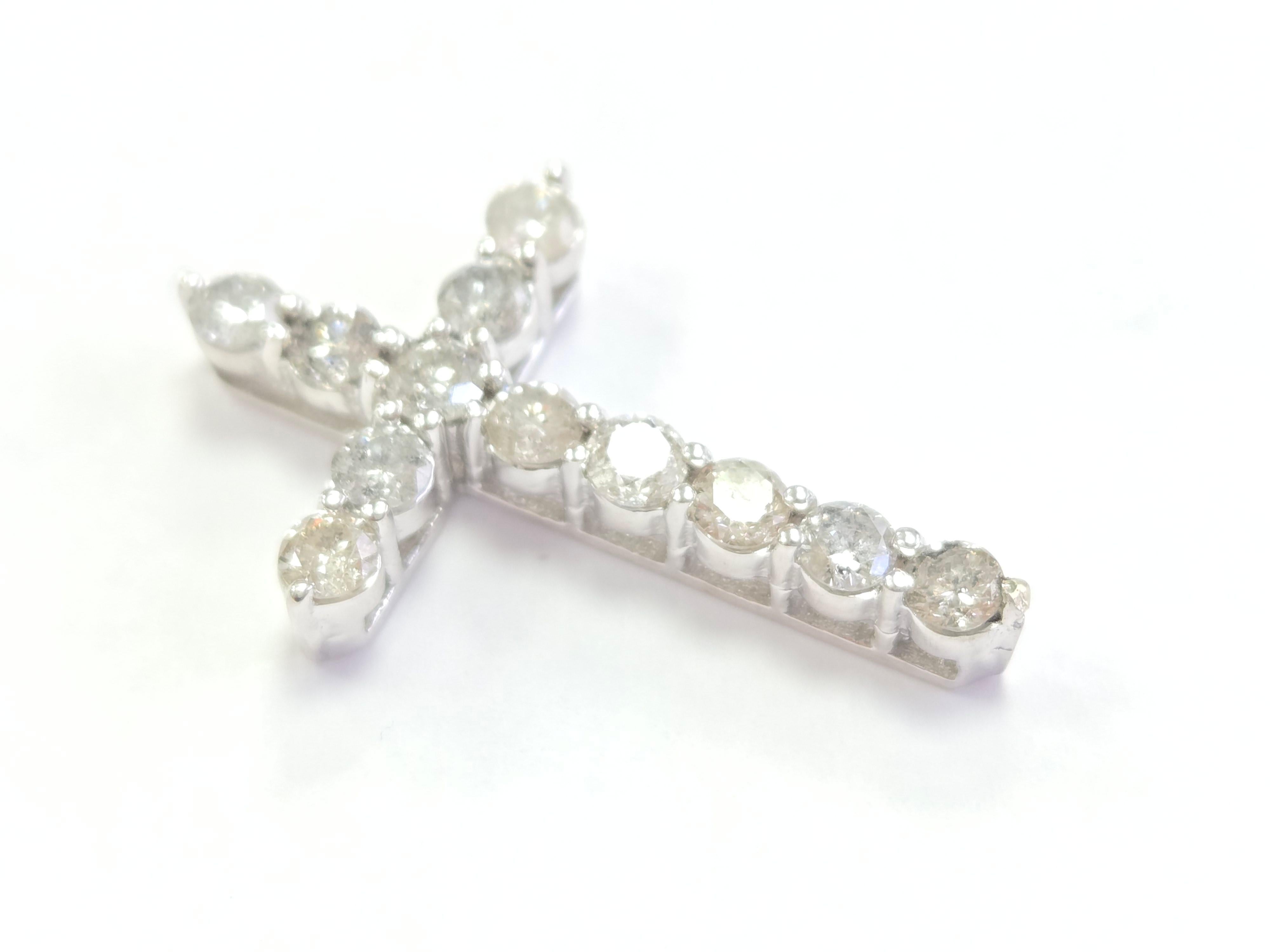 1.84 Carat Natural Diamond Cross Pendant 14 Karat White Gold 1