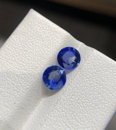 1.84 Carat Natural Vivid Blue Sapphire Pair, Round Cut Loose Gemstone, Ceylon