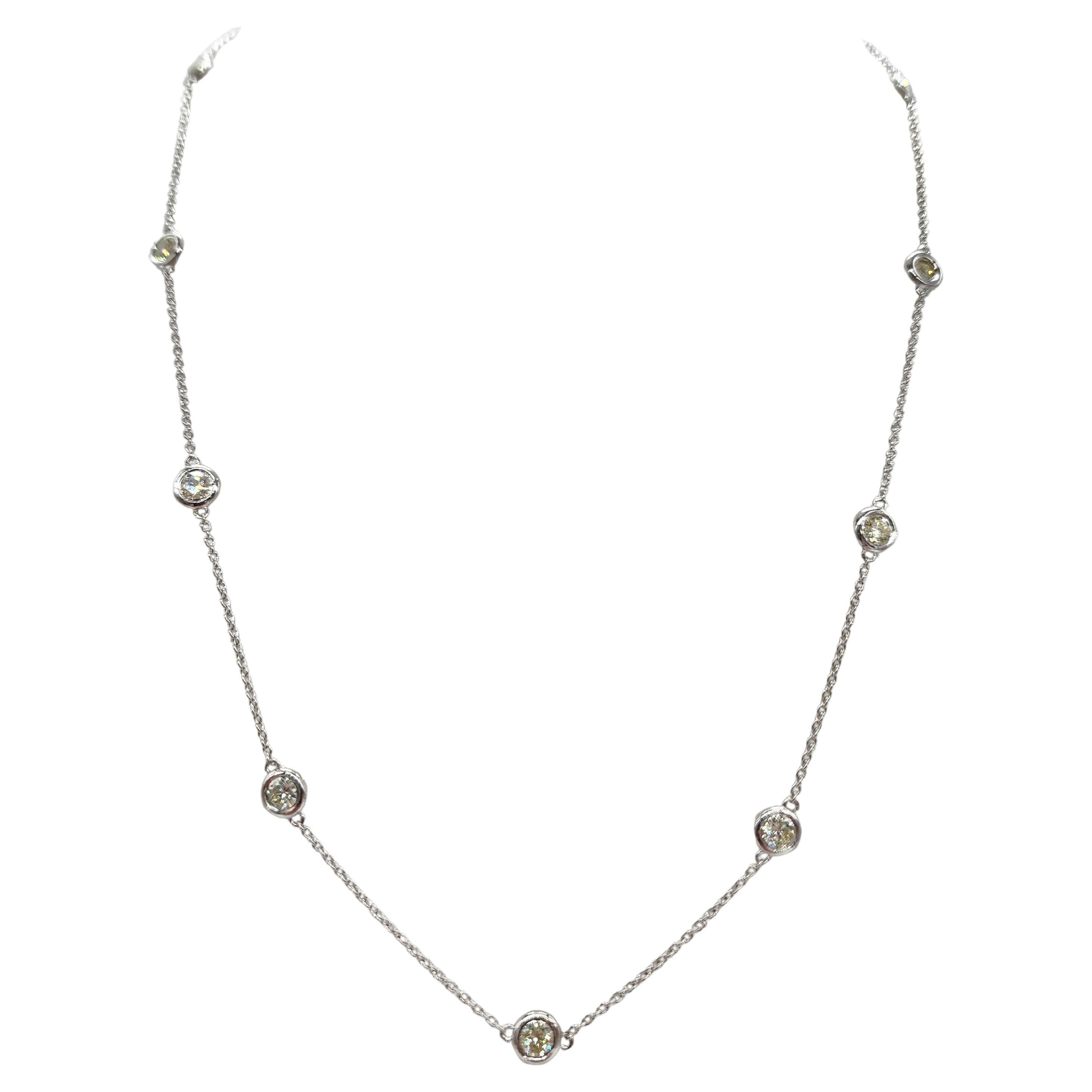 Collar de diamantes naturales de 1,84 quilates en oro blanco de 14 quilates 18''
