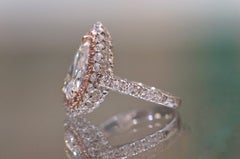 1.84 Carat Pear Brilliant Double Halo Engagement Ring with Pink Diamonds