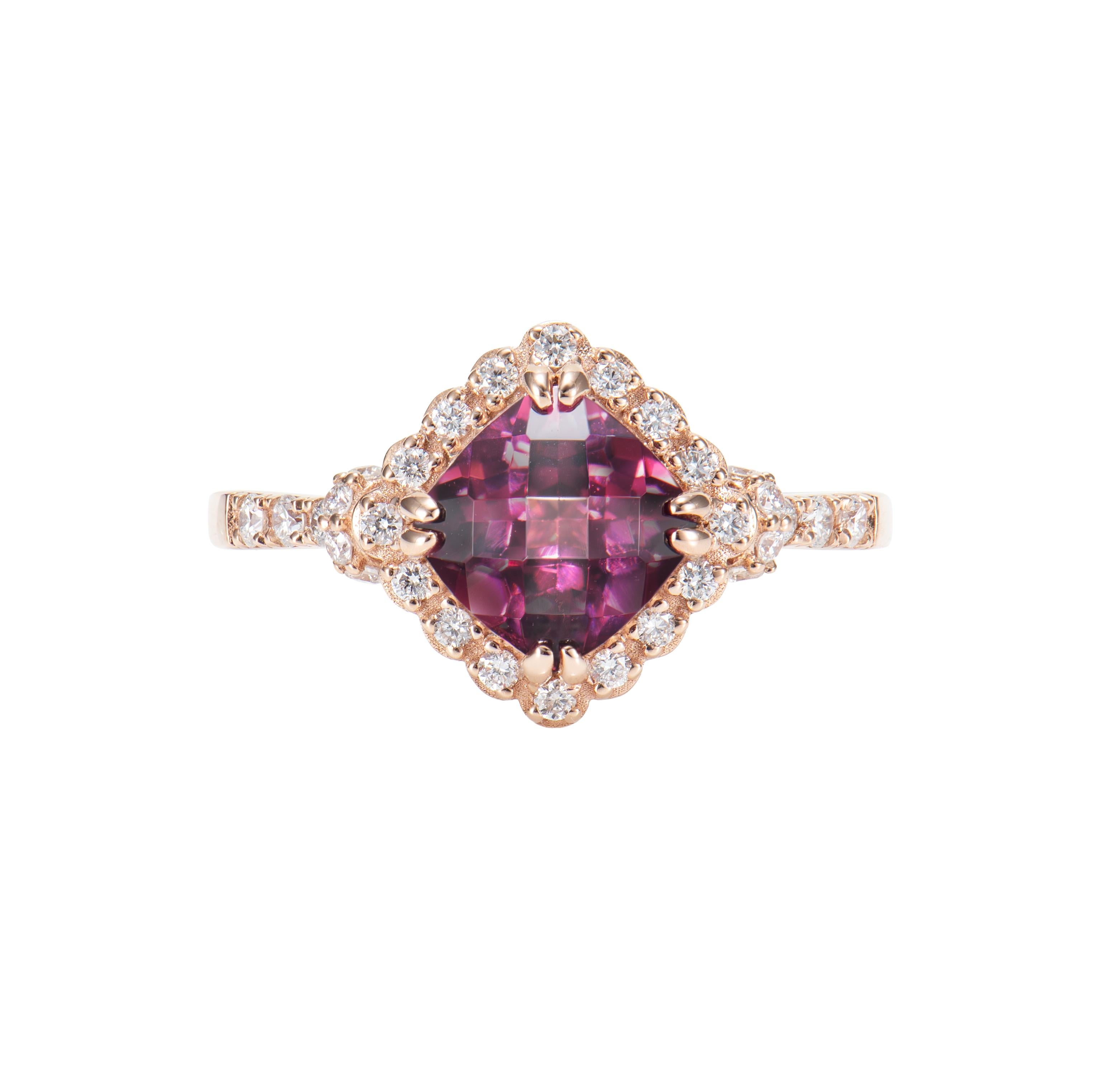 Sunita Nahata Rhodolith 1.84ct. Cocktailring aus 18 KaratRG mit Diamant. (Zeitgenössisch) im Angebot