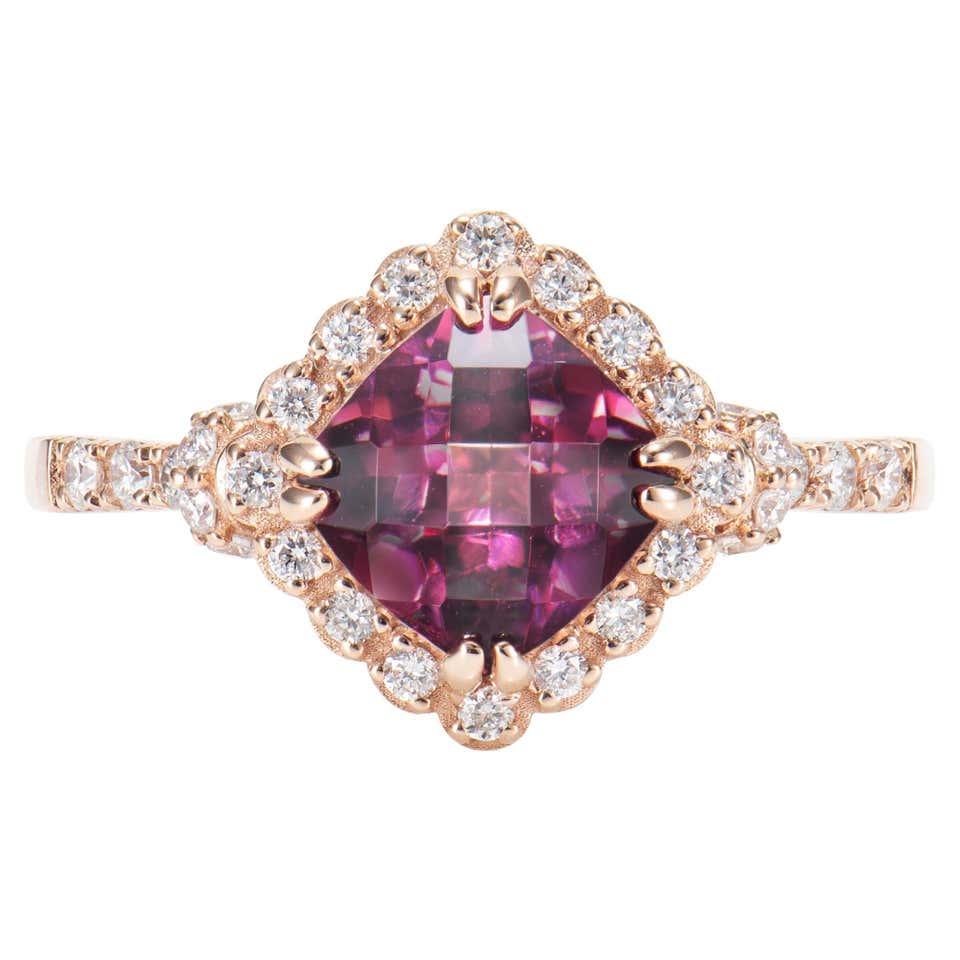 Sunita Nahata 3.18 Carat Rhodolite Ring in 18KRG with Gemstones and ...