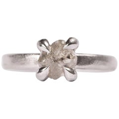 1.84 Carat Rough White Diamond in White Gold Solitaire Engagement Ring