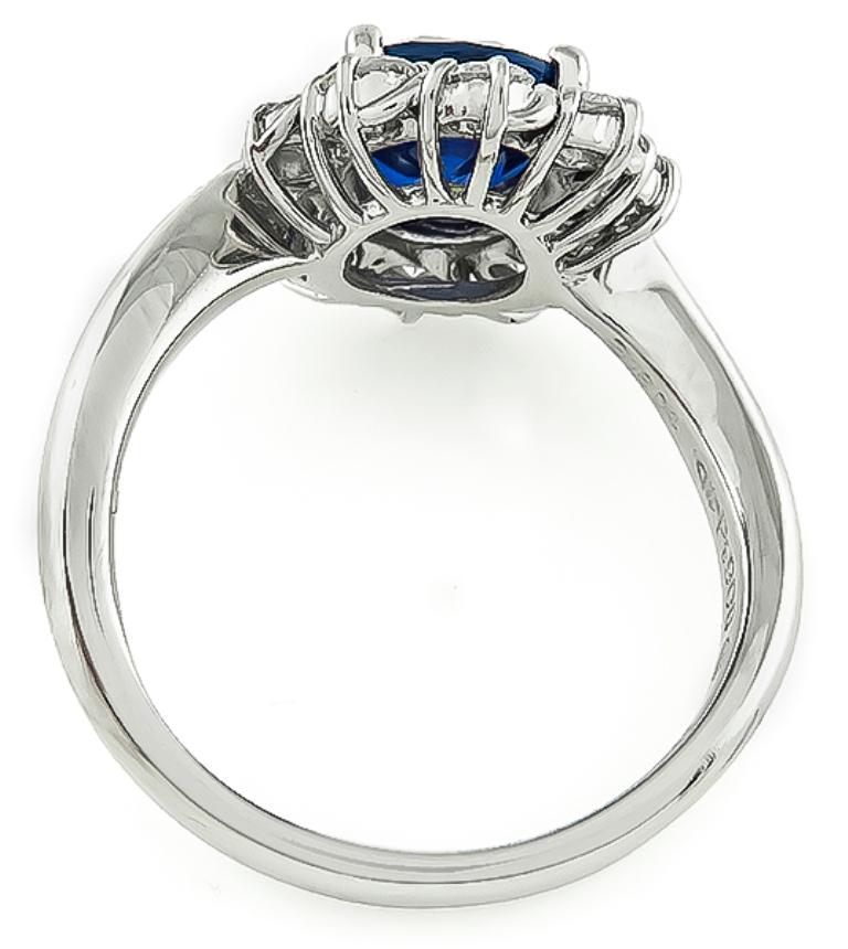 Oval Cut 1.84 Carat Sapphire Diamond Platinum Engagement Ring