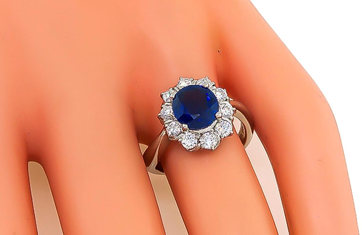 1.84 Carat Sapphire Diamond Platinum Engagement Ring In Good Condition In New York, NY