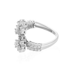 1.84 Carat SI Clarity HI Color Multi Shape Diamond Bypass Ring 14k White Gold