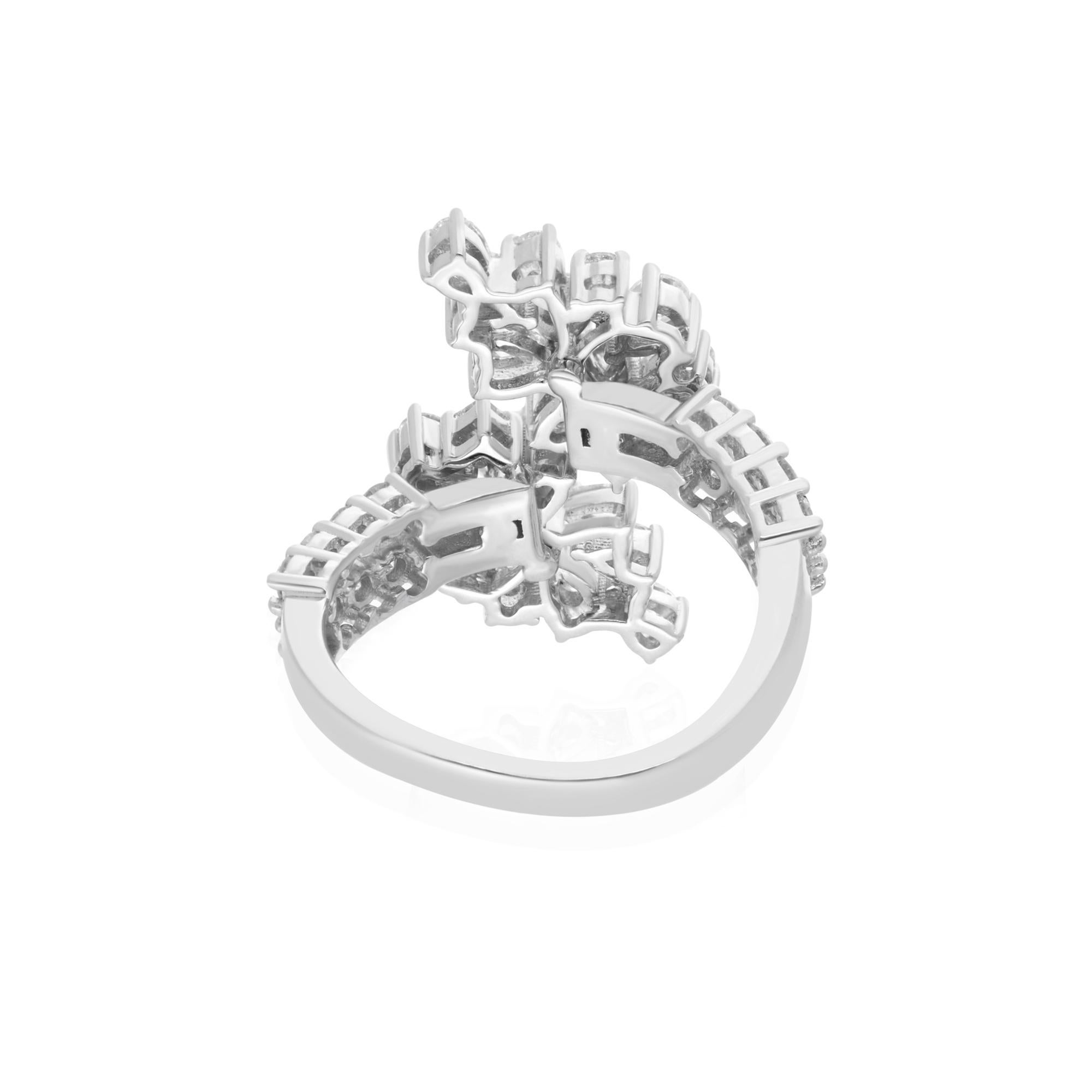 1,84 Karat SI Reinheit HI Farbe Multi Form Diamant Bypass Ring 14k Weißgold (Moderne) im Angebot