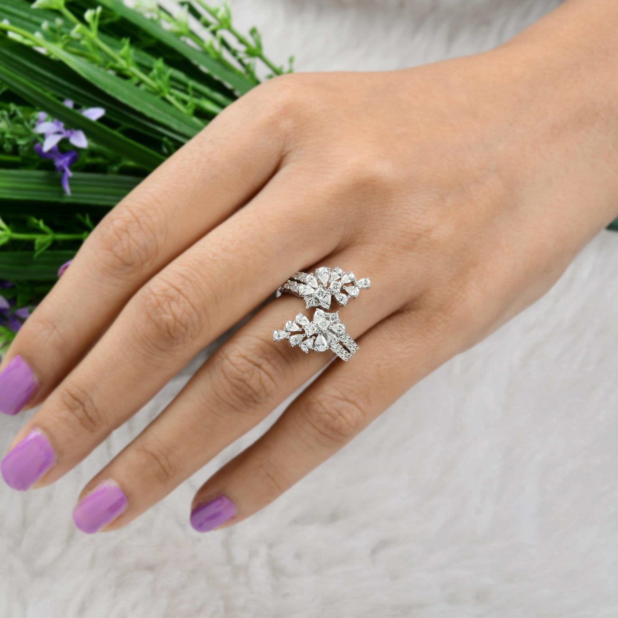 1,84 Karat SI Reinheit HI Farbe Multi Form Diamant Bypass Ring 14k Weißgold im Zustand „Neu“ im Angebot in Diera, Dubai